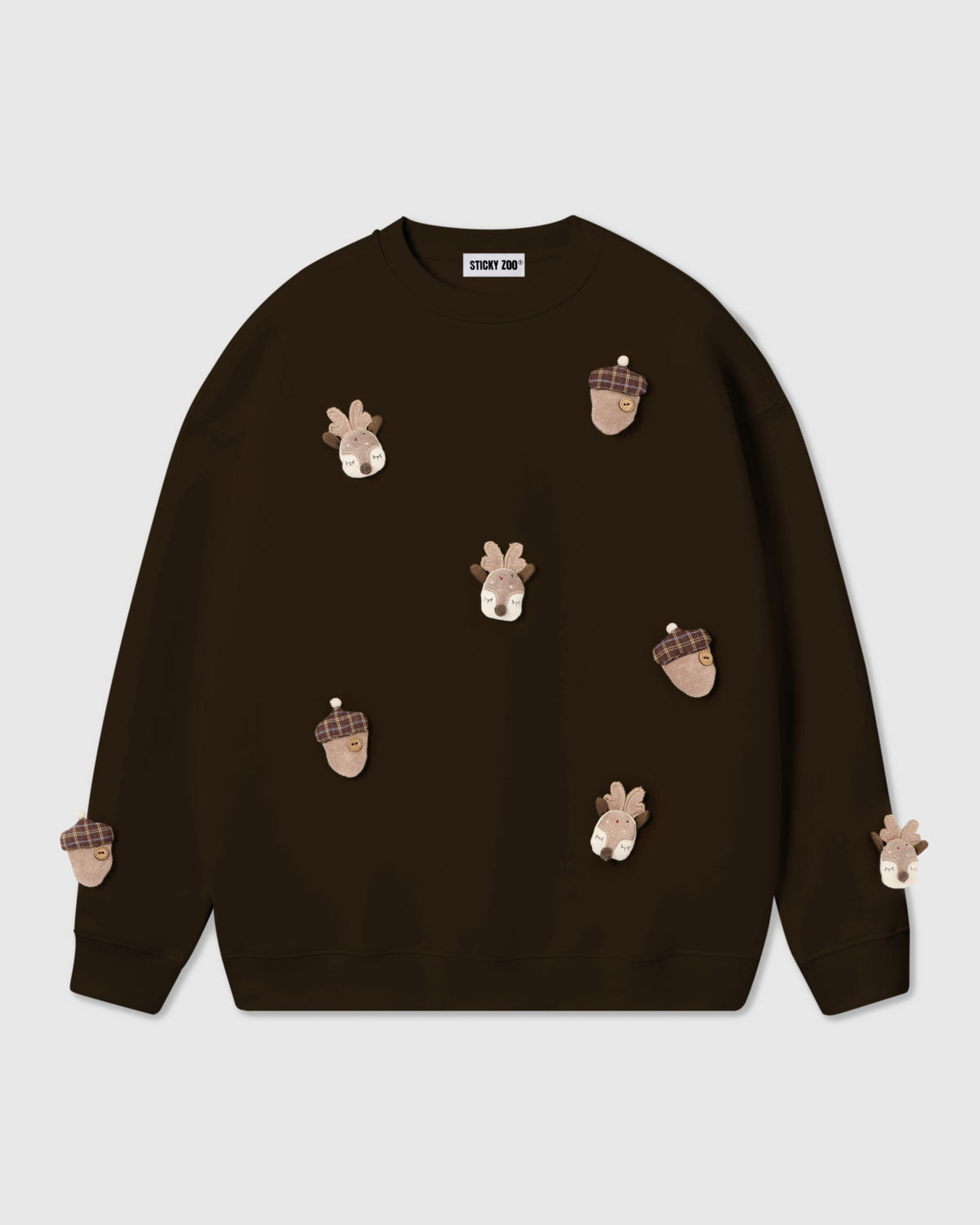 REINDEER AT ACORN NA MALAMBOT NA SWEATSHIRT