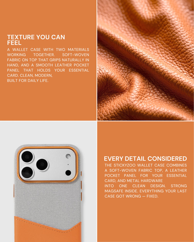 WALLET PHONE CASE — GREY ORANGE