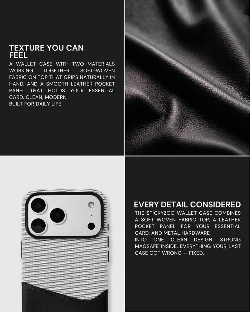 WALLET PHONE CASE — GREY BLACK