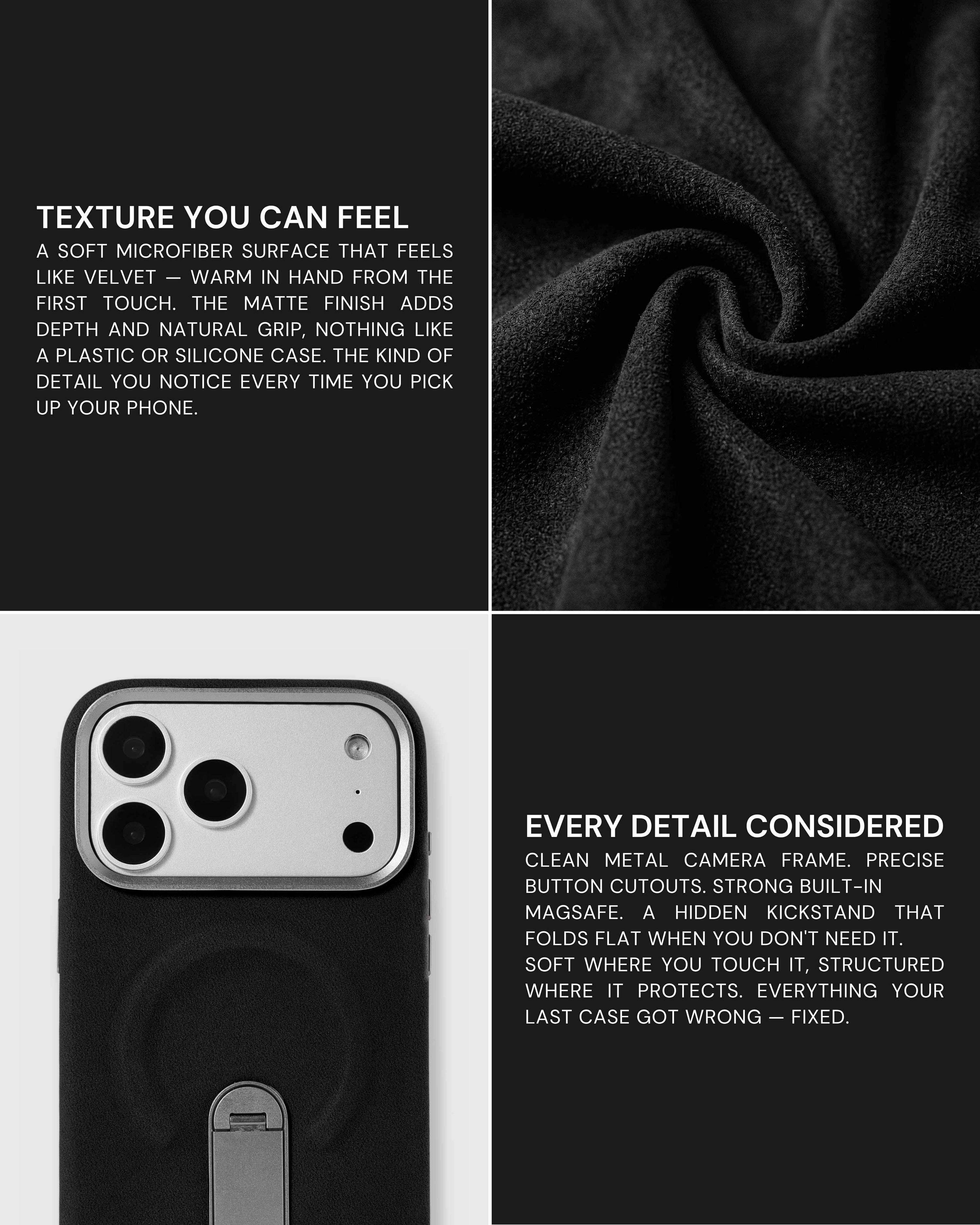 STAND PHONE CASE — BLACK