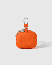 Orange STICKYZOO Zip Clip AirPods Case with silver-tone clip