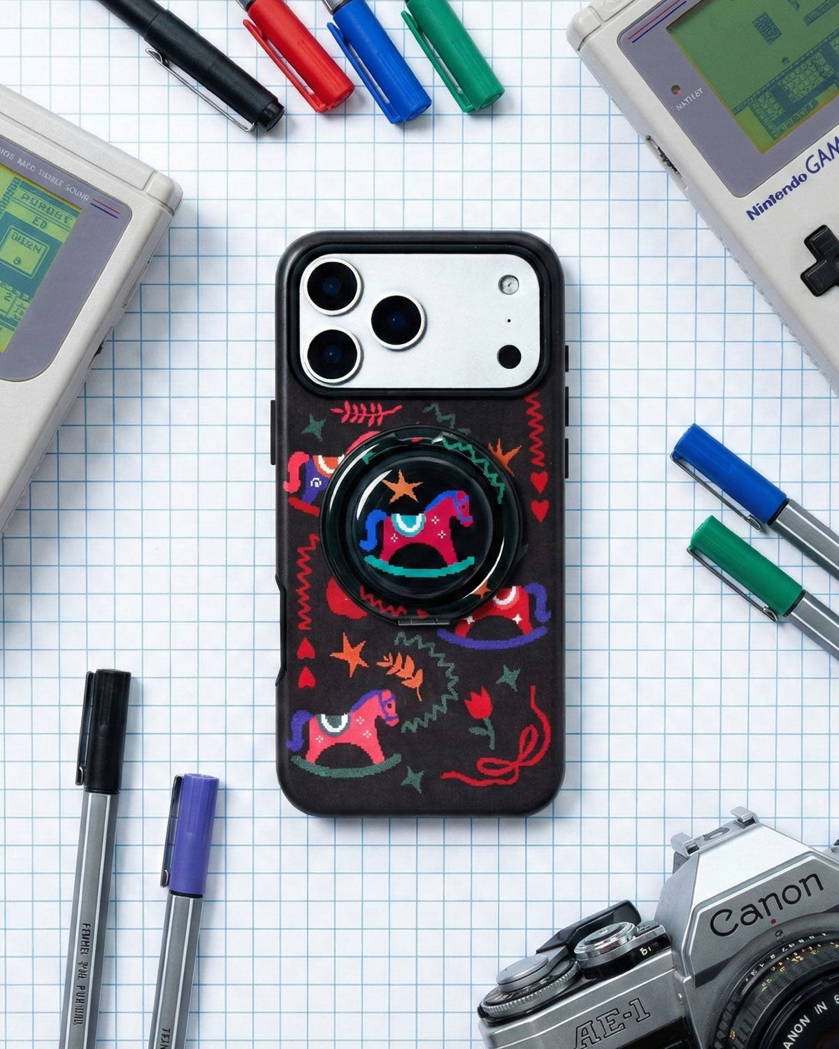 MIDNIGHT ROCKING PONY PHONE CASE
