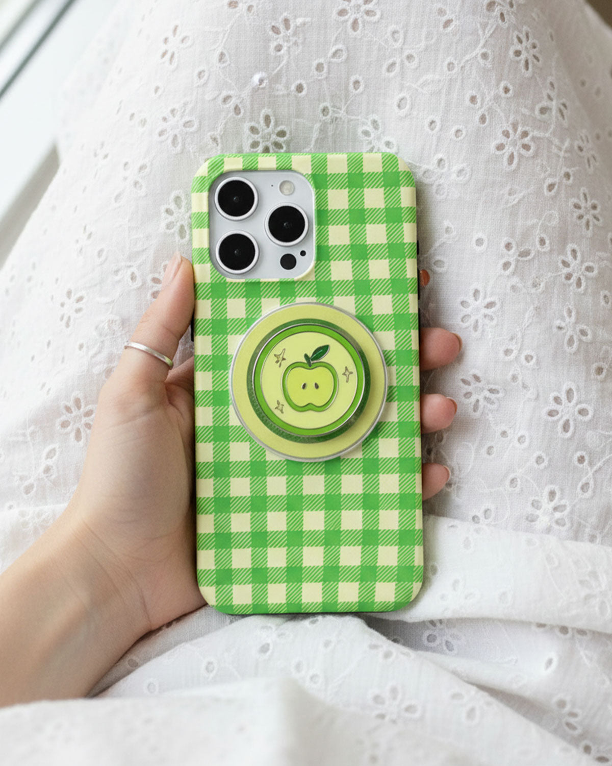 GREEN APPLE GINGHAM PHONE CASE