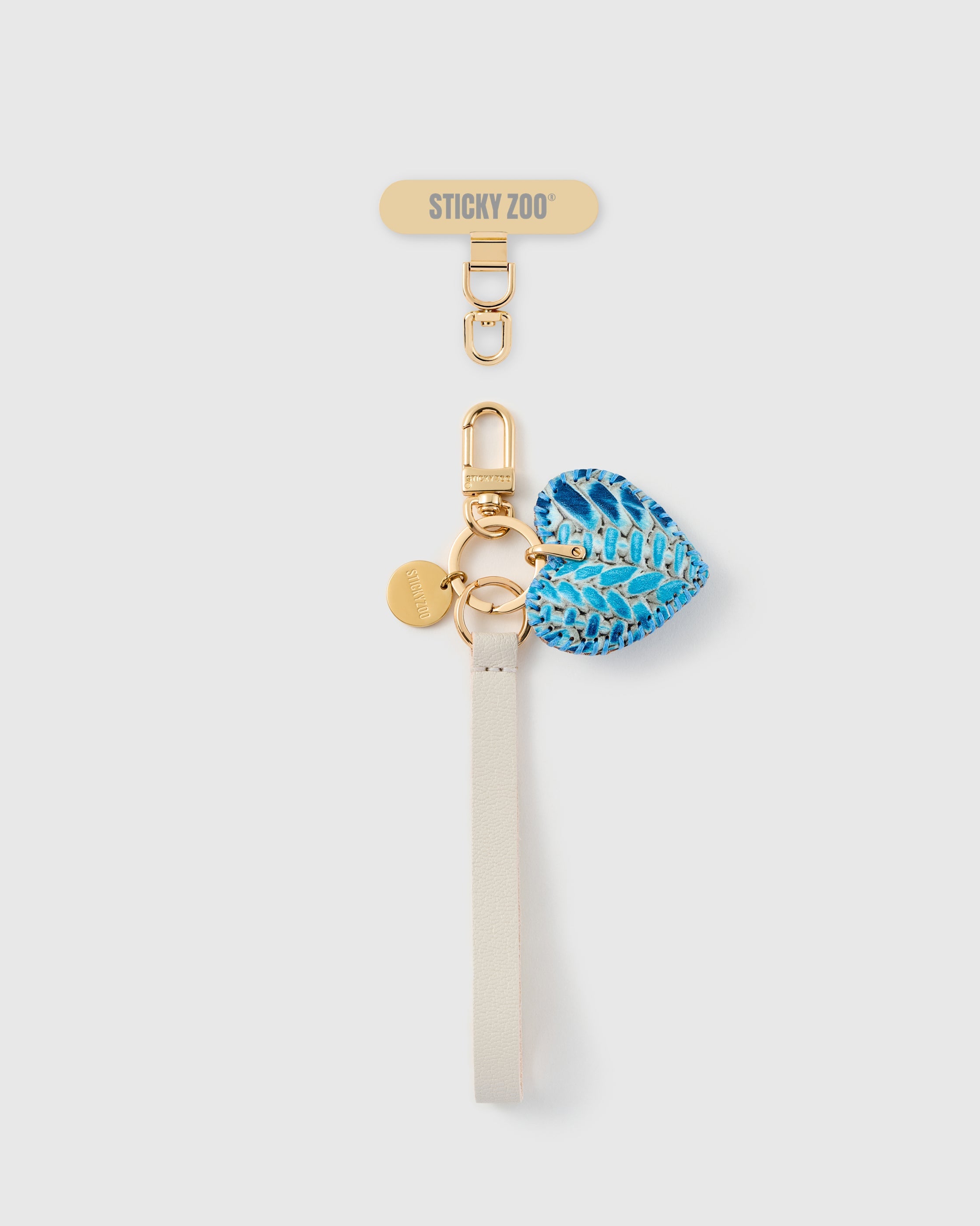 AZURE PYTHON HEART LEATHER PHONE STRAP