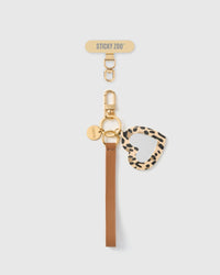LEOPARD HEART MIRROR LEATHER PHONE STRAP