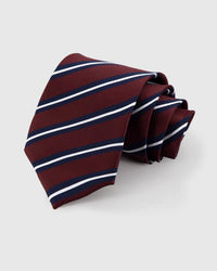 NAVY BORDEAUX STRIPE TIE