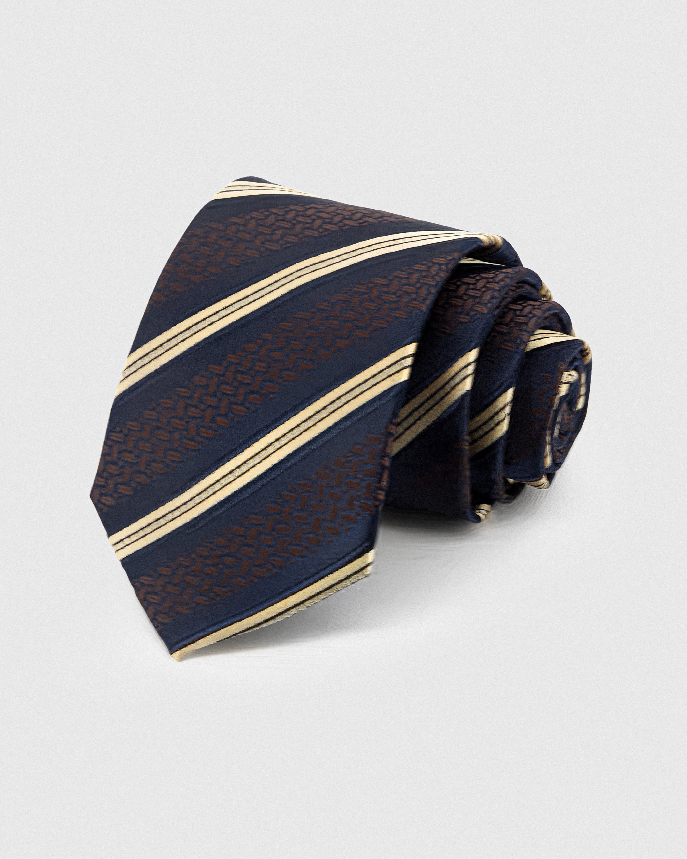 NAVY BROCADE STRIPE TIE