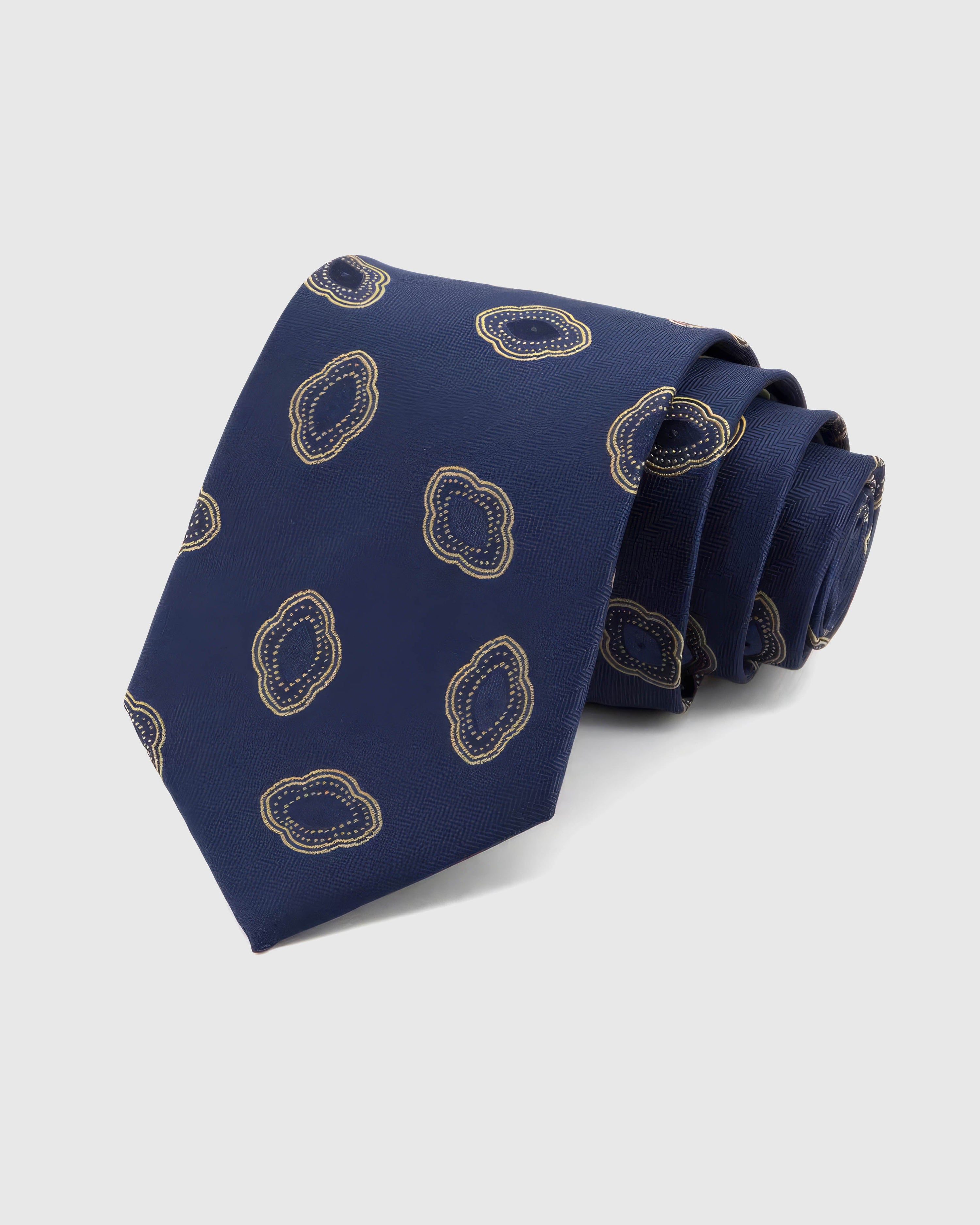NAVY ROSETTE MEDALLION TIE