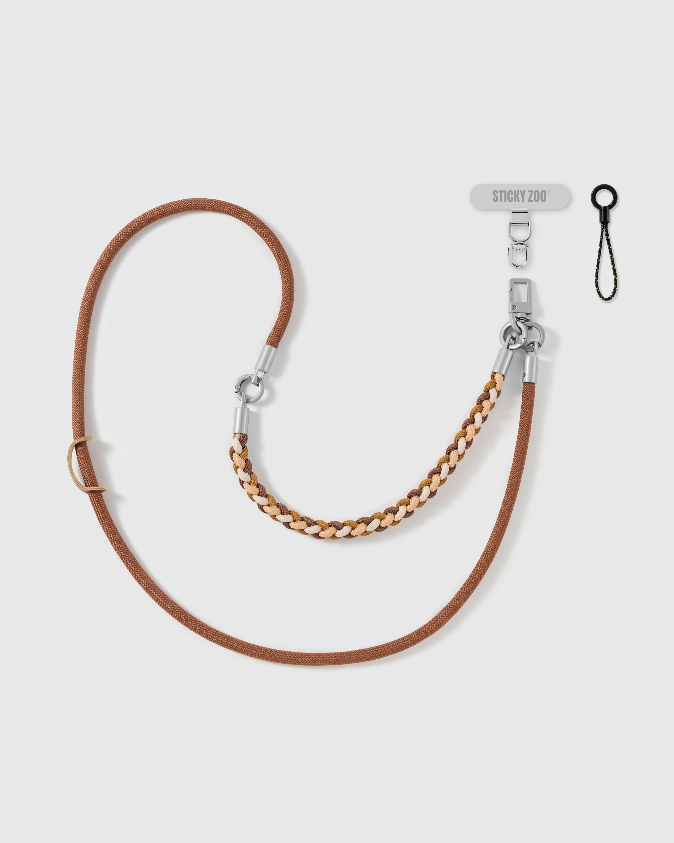 CHESTNUT BRAID CROSS-BODY PHONE STRAP