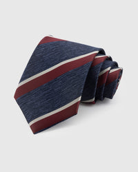 TIE NA NAVY BORDEAUX STRIPE