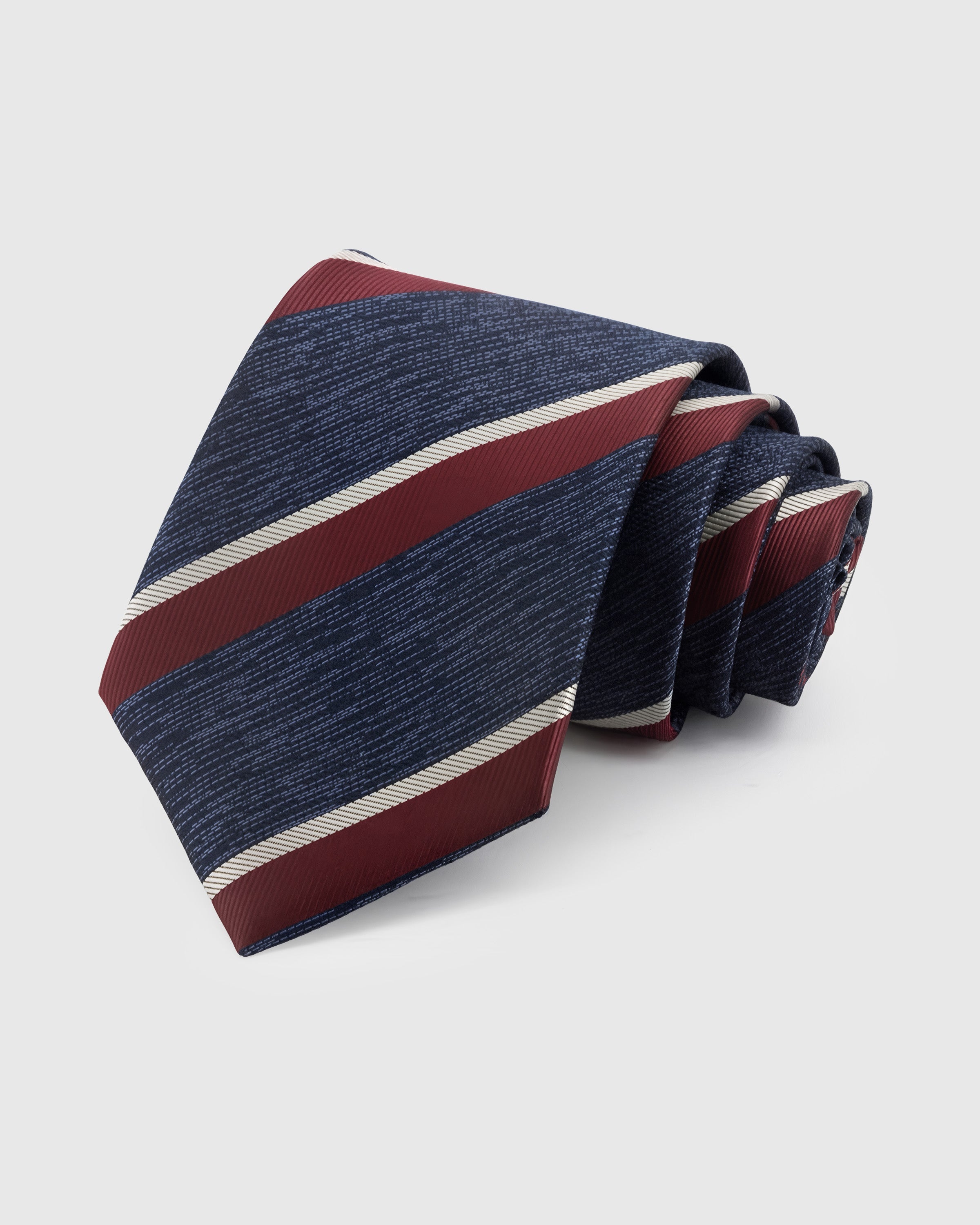 NAVY BORDEAUX STRIPE TIE