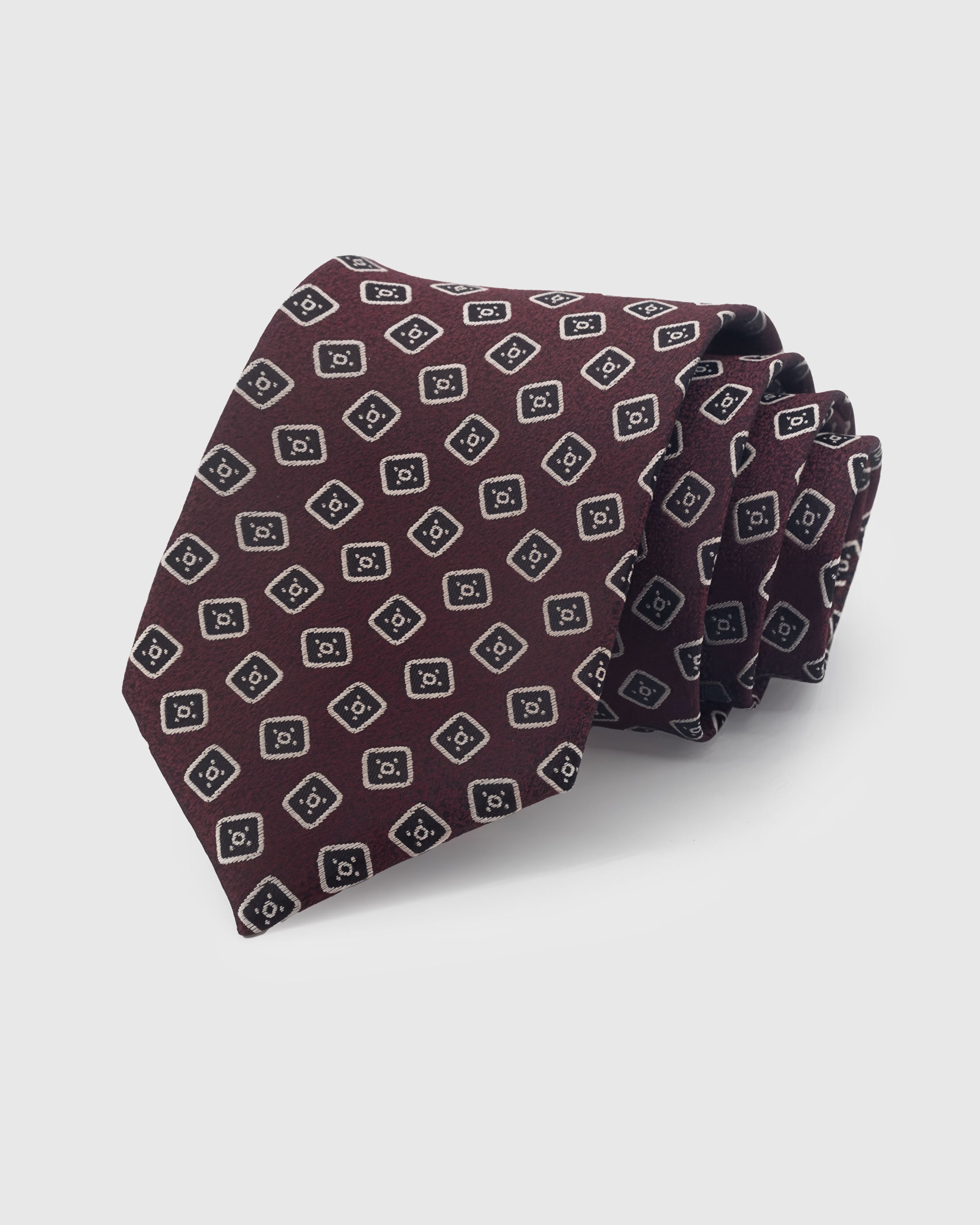 BURGUNDY SQUARE FOULARD TIE