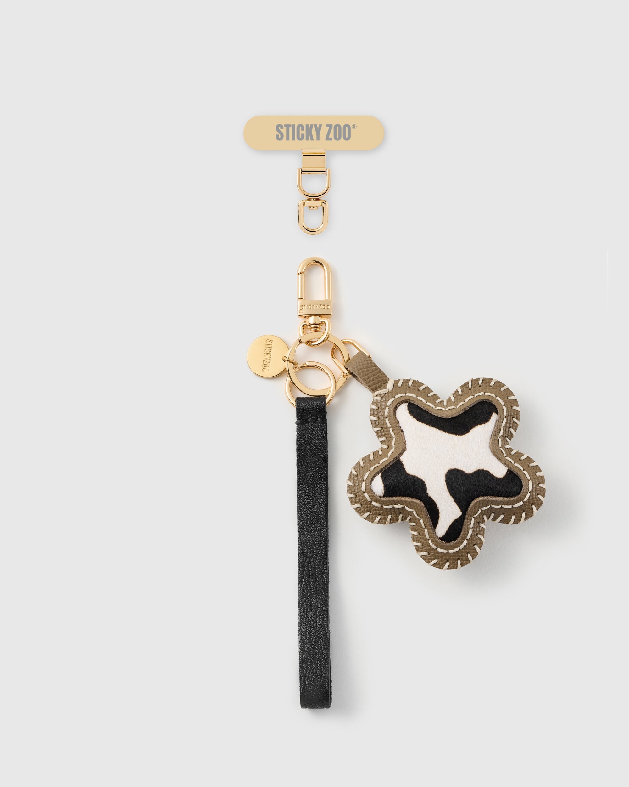NOIR COW STAR LEATHER PHONE STRAP