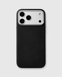 BEZEL LEATHER PHONE CASE — BLACK