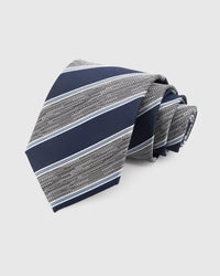 NAVY SILVER STRIPE TIE