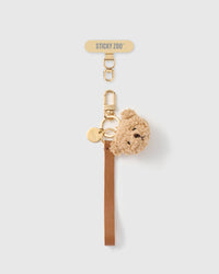TINY BEAR FACE LEATHER PHONE STRAP
