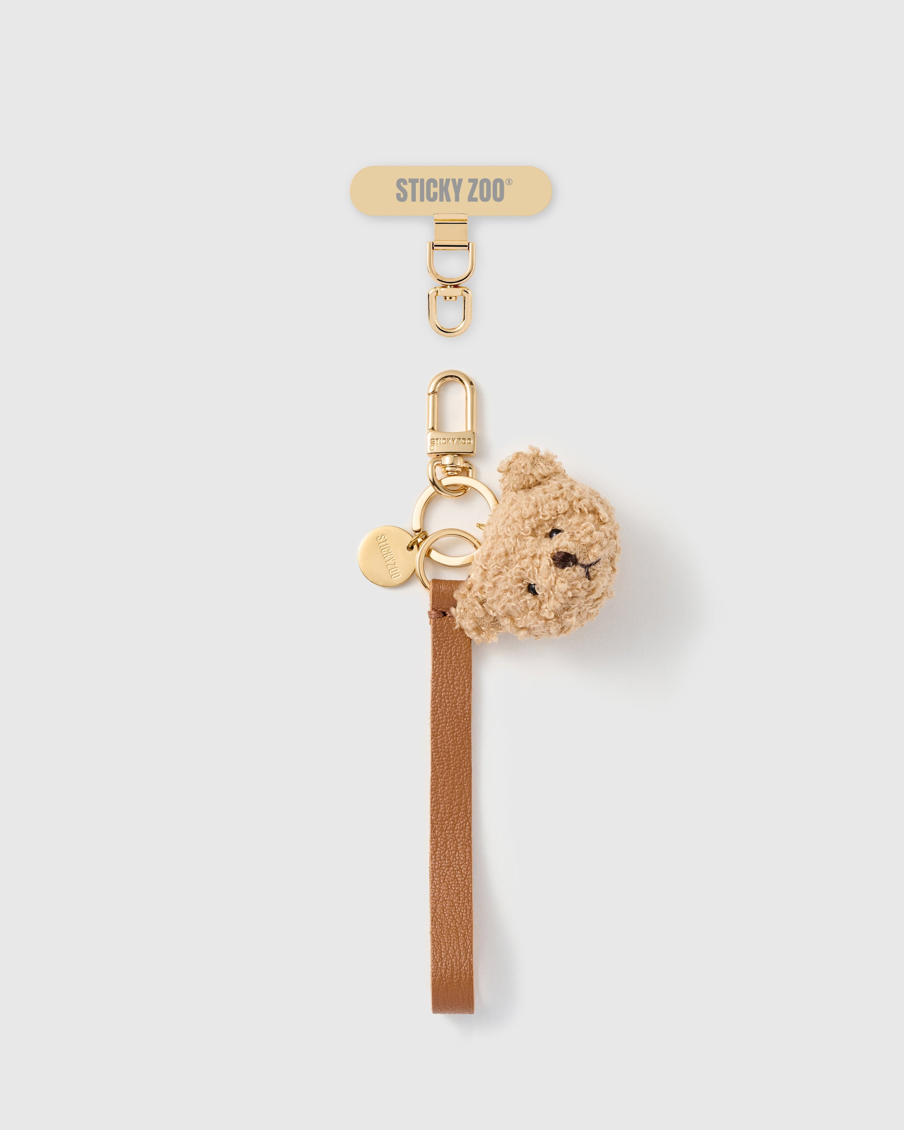 TINY BEAR FACE LEATHER PHONE STRAP
