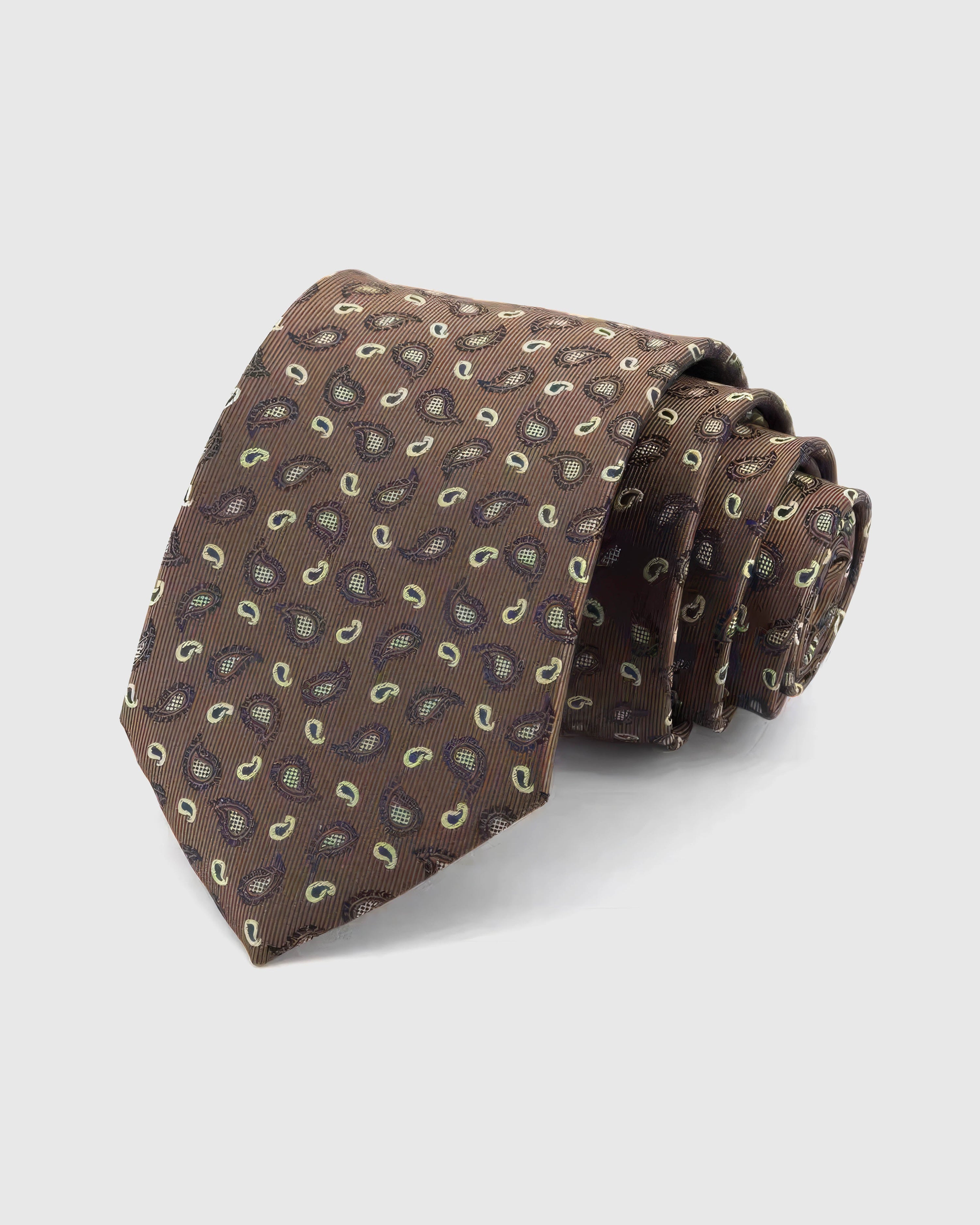 MOCHA MICRO PAISLEY TIE