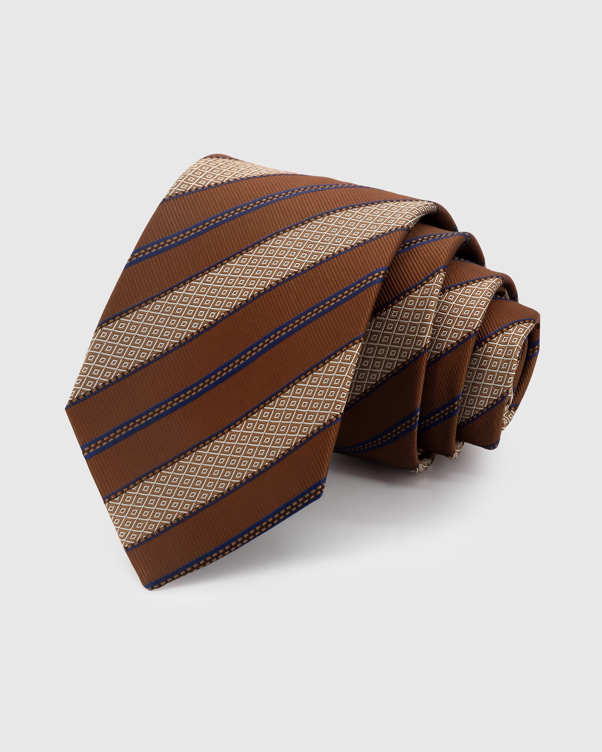 COGNAC MOSAIC STRIPE TIE