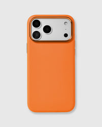 BEZEL LEATHER PHONE CASE — ORANGE