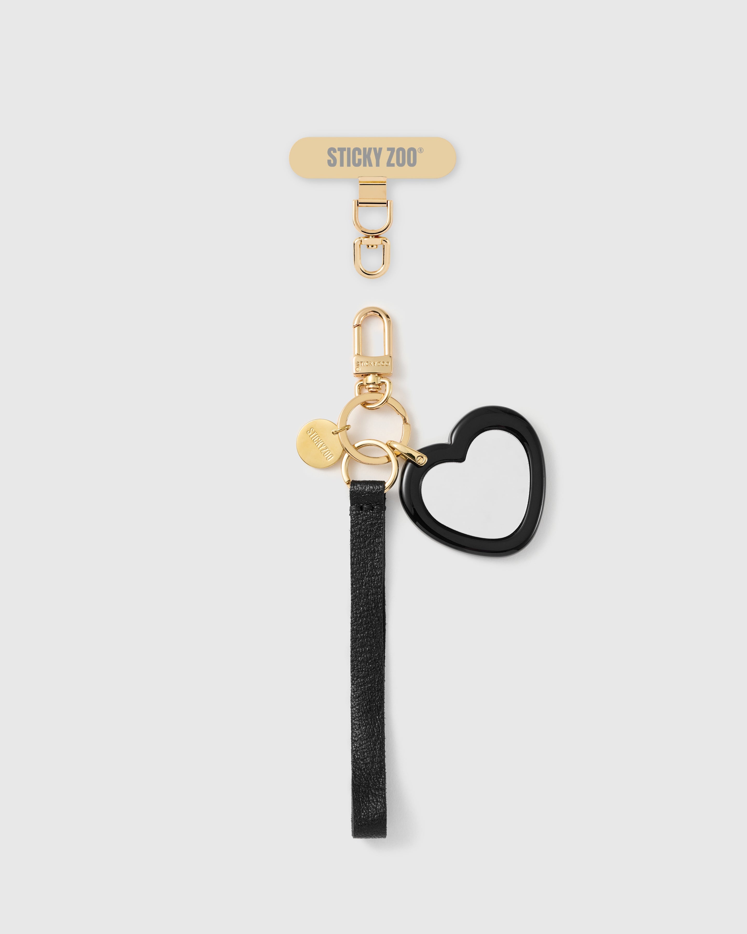 MIRROR HEART LEATHER PHONE STRAP