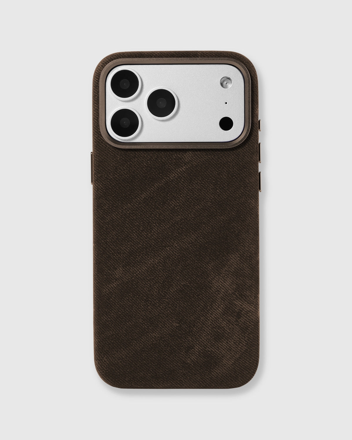 DENIM PHONE CASE — BROWN