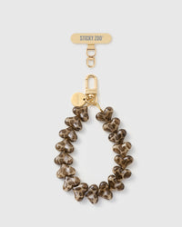 SMOKE LEOPARD HEART PHONE STRAP