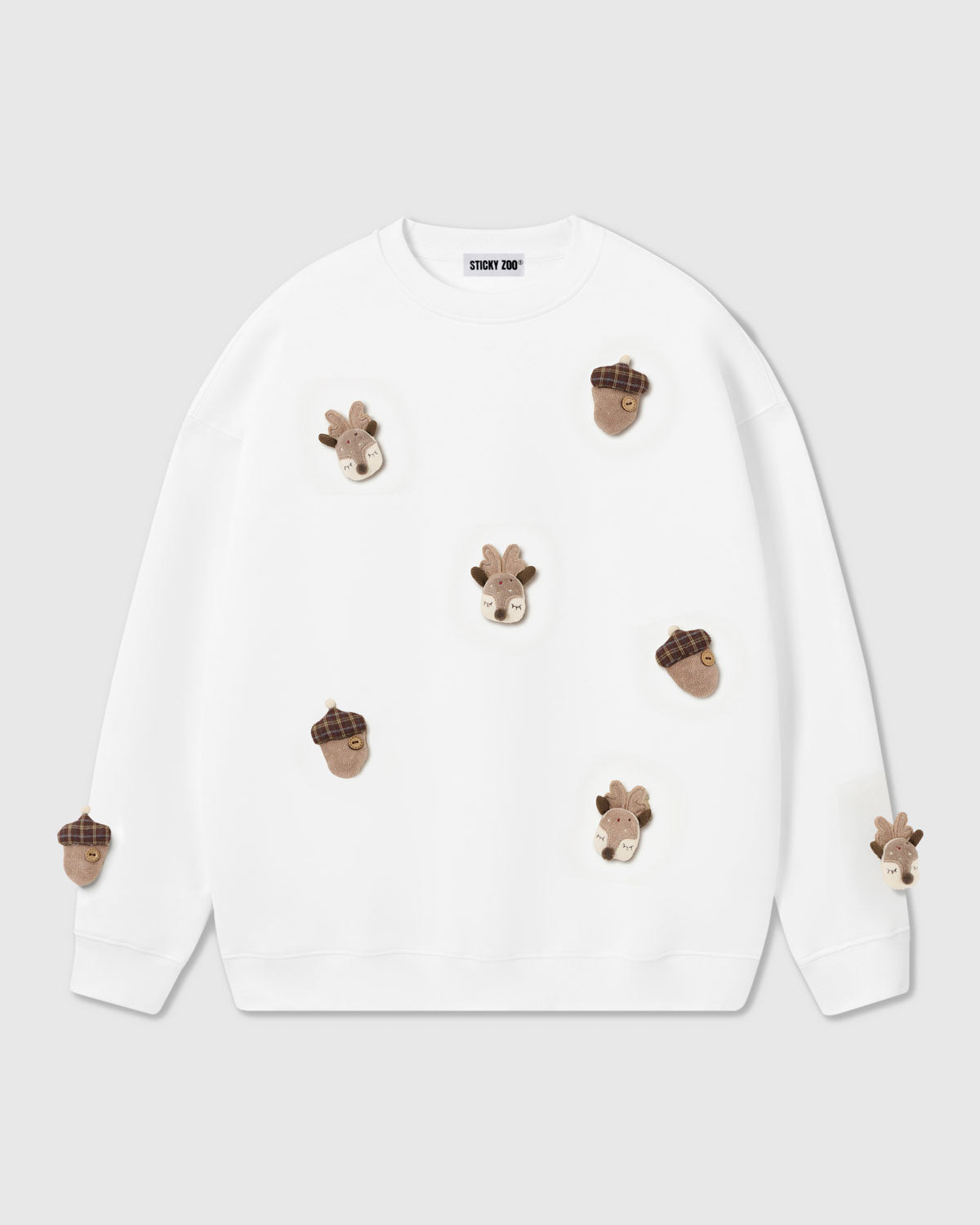 REINDEER & ACORN PLUSH SWEATSHIRT
