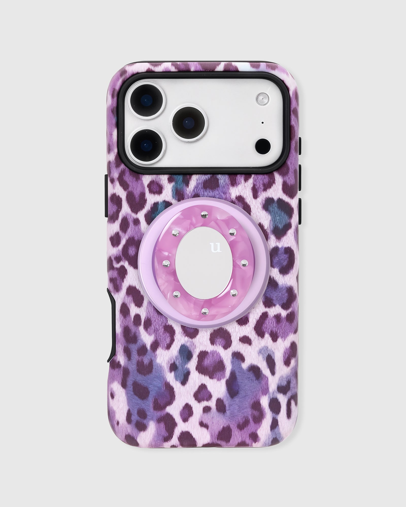 VIOLET LEOPARD MIRROR PHONE CASE
