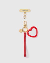 CRIMSON MIRROR HEART LEATHER PHONE STRAP