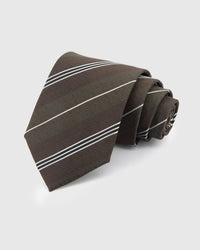OLIVE TWIN STRIPE TIE