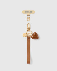 COCOA PUFF HEART LEATHER PHONE STRAP