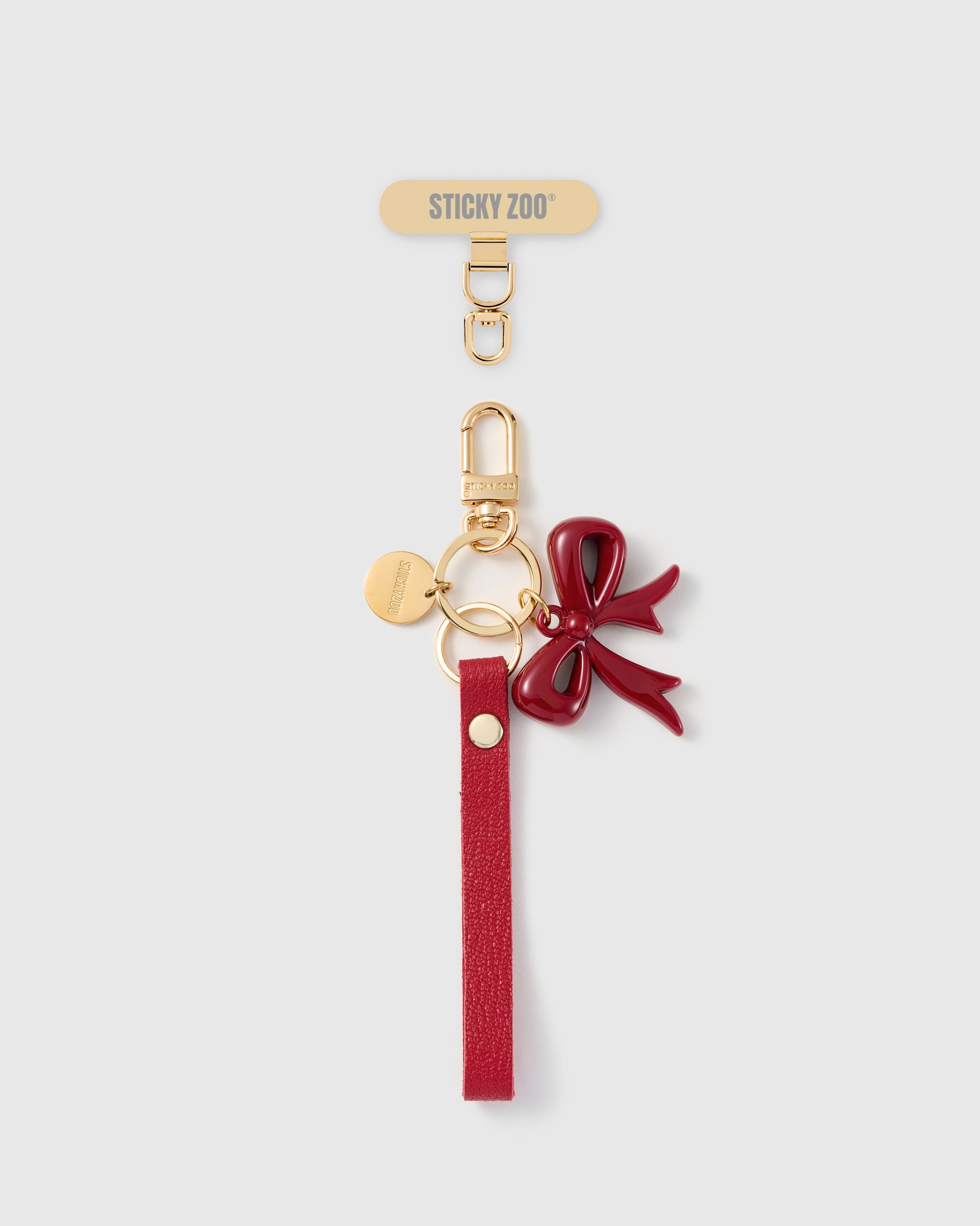 RUBY BOW LEATHER PHONE STRAP