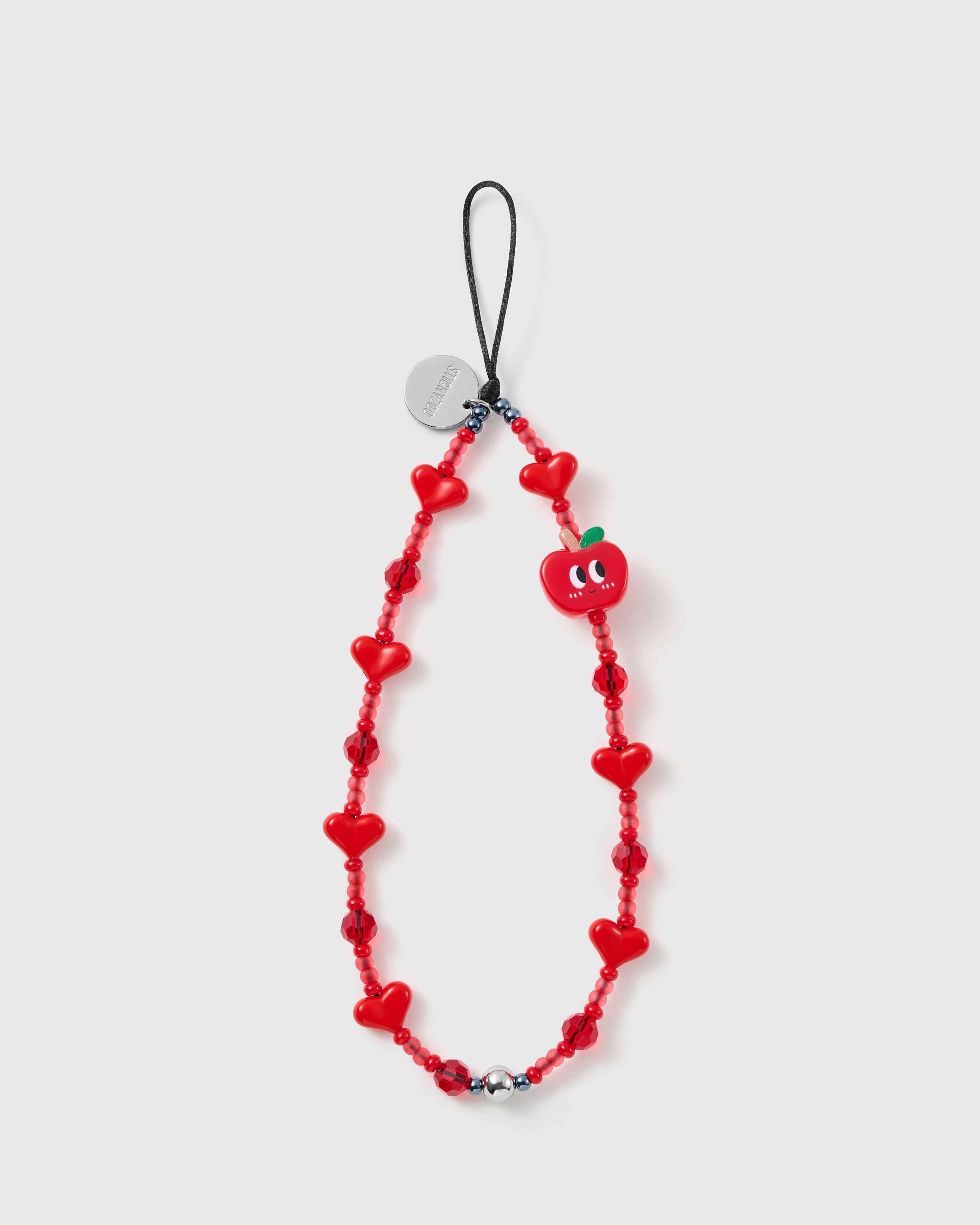 CRIMSON APPLE HEART PHONE STRAP