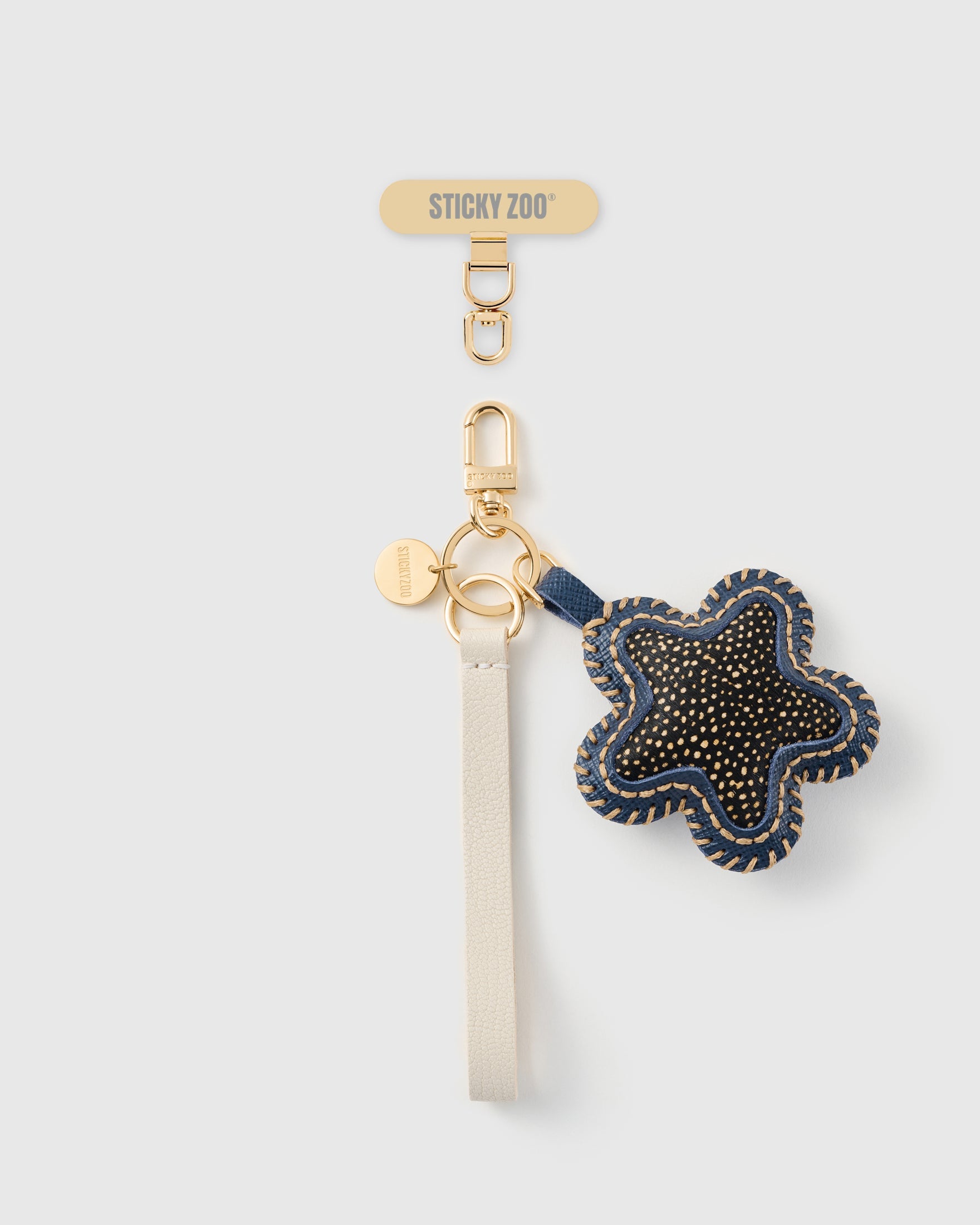 MIDNIGHT SPOTTED STAR LEATHER PHONE STRAP