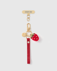 WILD STRAWBERRY LEATHER PHONE STRAP