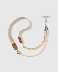 IVORY WEBBING adjustable cross-body phone strap with pale cord, matching webbing and silver-tone STICKYZOO hardware