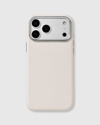 BEZEL LEATHER PHONE CASE — WHITE
