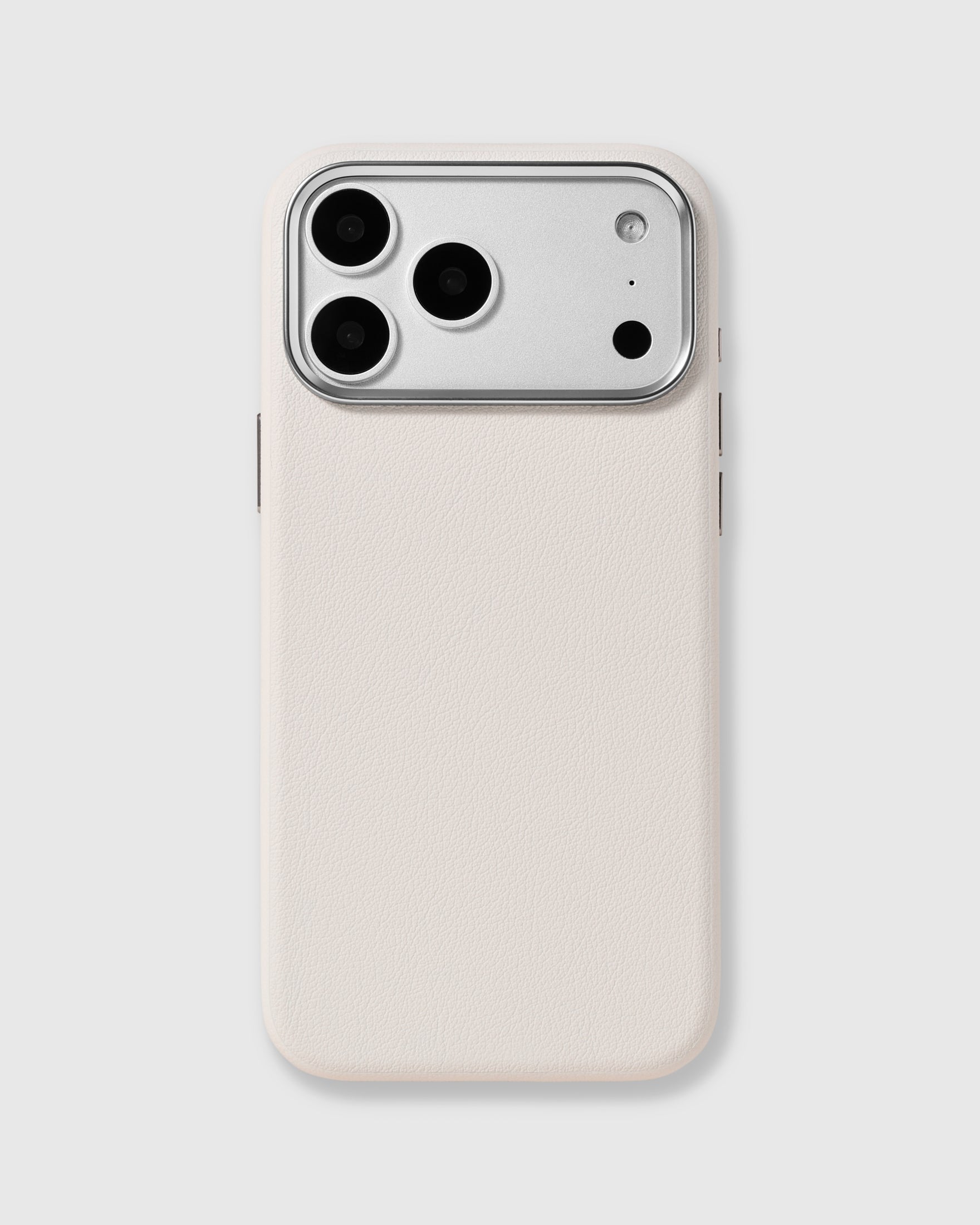 BEZEL LEATHER PHONE CASE — WHITE