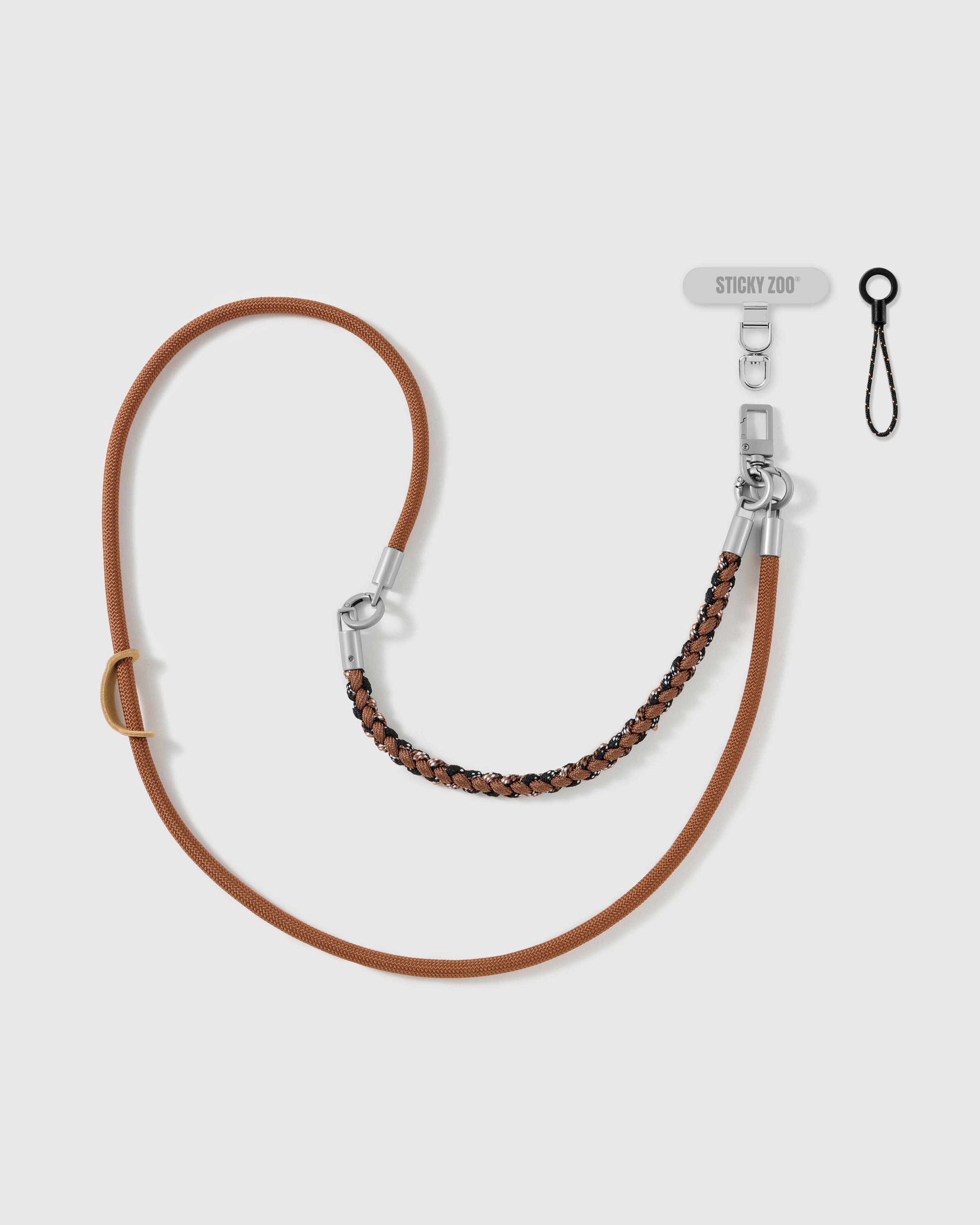CARAMEL BRAID CROSS-BODY PHONE STRAP
