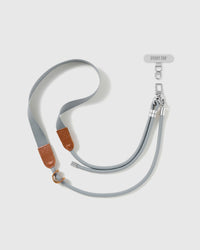 MIST WEBBING adjustable cross-body phone strap with grey cord, matching webbing and silver-tone STICKYZOO hardware
