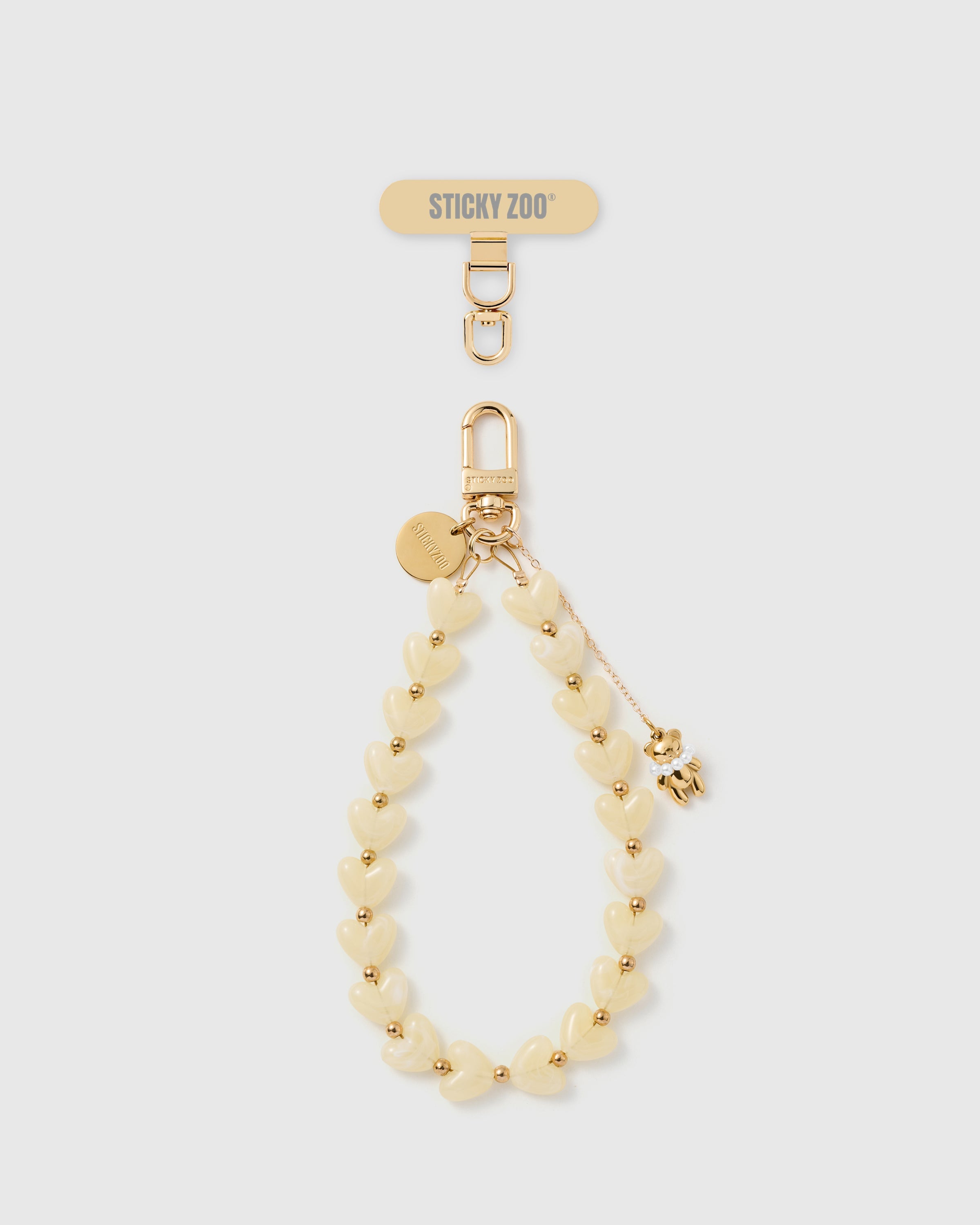 IVORY TEDDY HEART STRAP NG TELEPONO  