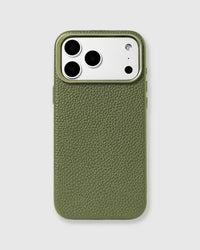 TEXTURED LEATHER CASE — OLIVE