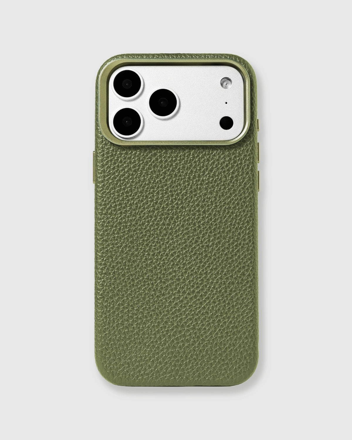 TEXTURED LEATHER CASE — OLIVE