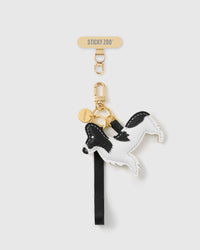 NOIR PATCH PUP LEATHER PHONE STRAP