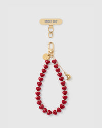 CHERRY CROISSANT HEART PHONE STRAP