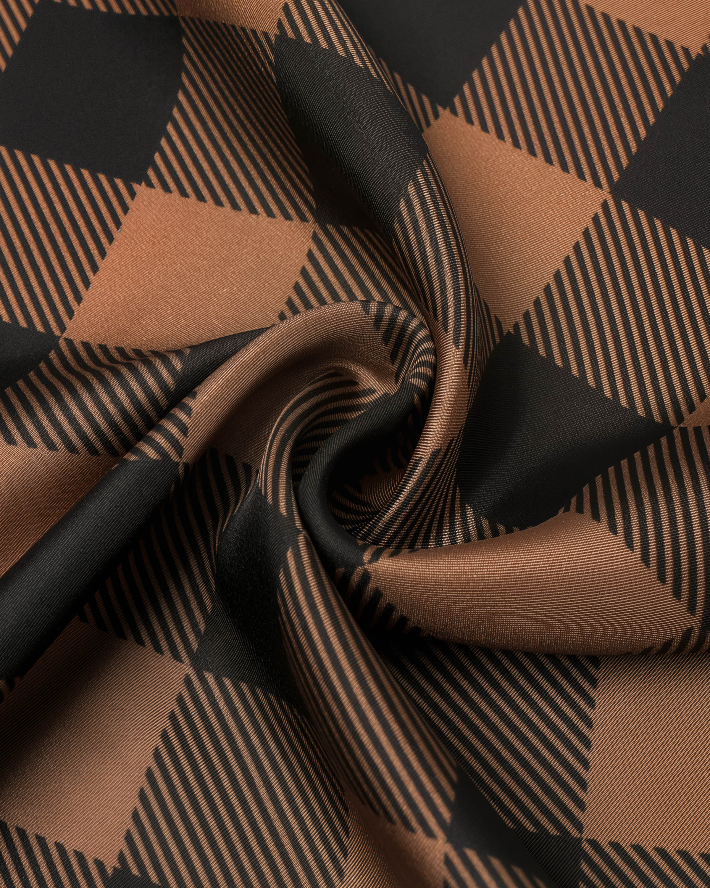 COGNAC GINGHAM SILK SCARF