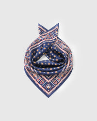 NAVY FOULARD SILK SCARF