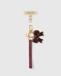 COCOA BOW LEATHER PHONE STRAP