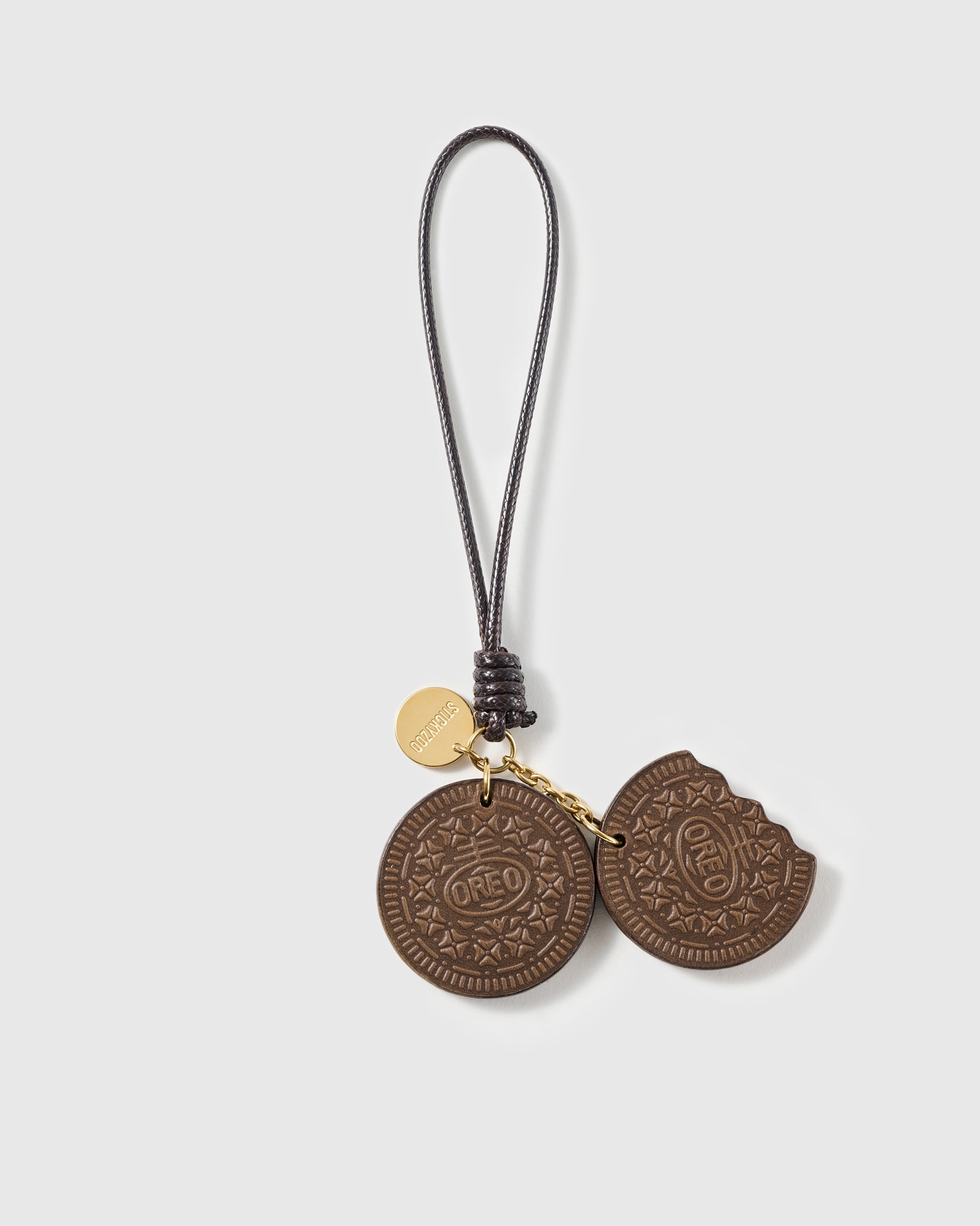 CREAM COOKIE LEATHER BAG CHARM